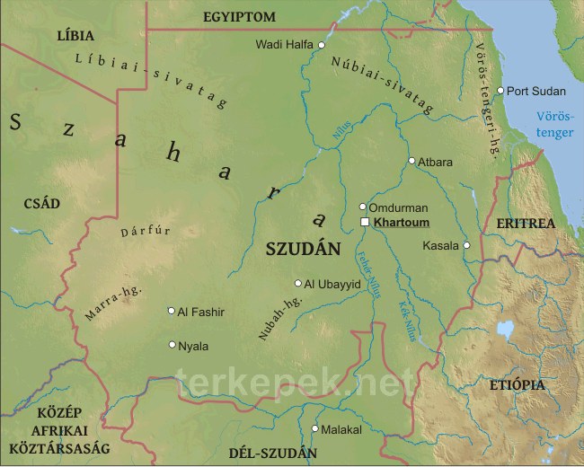 Szudán térkép